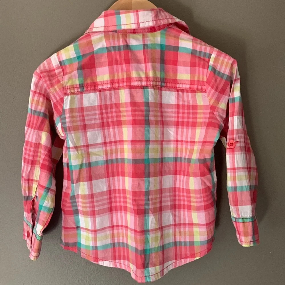 Next Girls plaid button down shirt. Size 1 1/2-2 years - Picture 2 of 5
